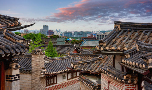 Aerial view of buildings in city seoul 