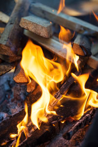 Close up photo of bonfire. fire for outside cooking 