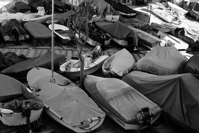 High angle view of umbrellas