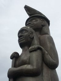 Low angle view of statue against sky