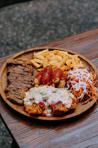 Close-up of food in plate on table