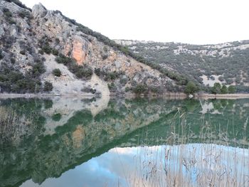 Scenic view of lake against clear sky