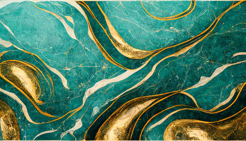 The natural pattern background in gold and teal color