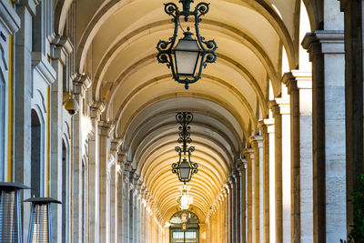 Low angle view of illuminated ceiling in building