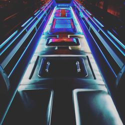 Close-up of illuminated escalator