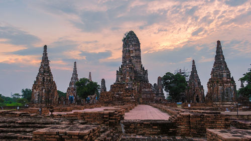 Low angle view of temple against sky