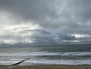 Scenic view of sea against cloudy sky