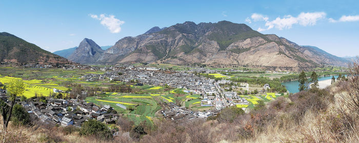 Scenic view of mountains against sky