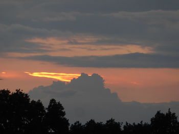 Silhouette trees against sky during sunset