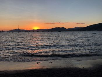 Scenic view of sea against sky during sunset