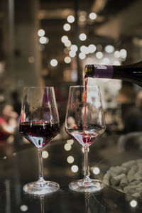 Close-up of wine glass on table