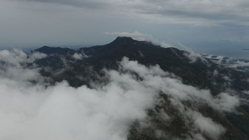 Scenic view of majestic mountains against sky