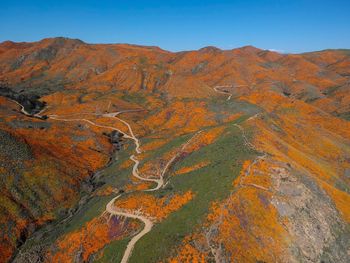 Scenic view of mountains against sky during autumn