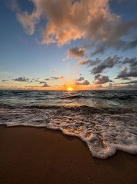 Scenic view of sea against sky during sunset