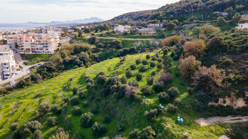 High angle view of townscape