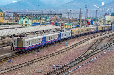 A large railway station on the trans-siberian railway. industrial landscape. railway junction.