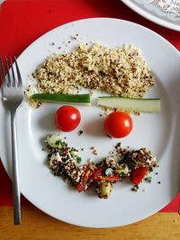 Directly above shot of breakfast served in plate