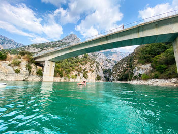 Bridge over river against sky