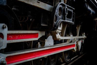 Close-up of train on railroad track