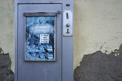 Close-up of text on wall