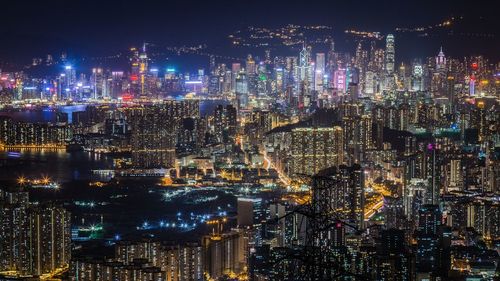 Illuminated cityscape at night