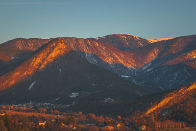 Scenic view of mountains against clear sky