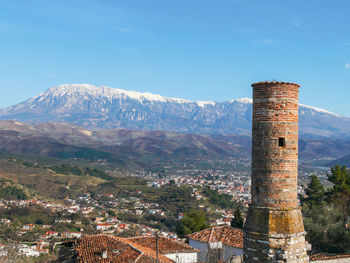 High angle view of townscape against sky