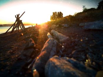 Scenic view of sea at sunset