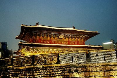 Low angle view of temple against clear sky