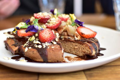 Close-up of food in plate on table