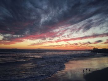 View of calm sea at sunset