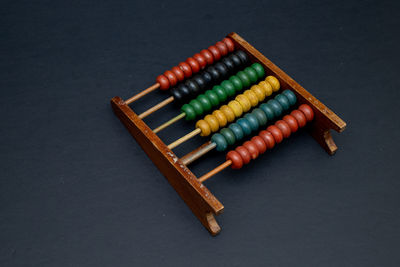 High angle view of multi colored pencils on table