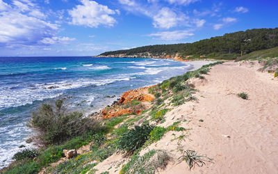 Scenic view of beach against sky