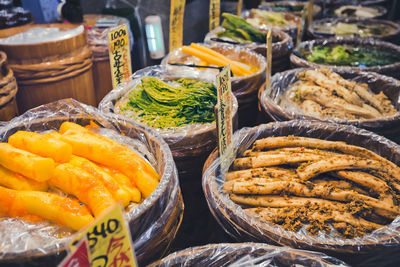 Food for sale at market stall