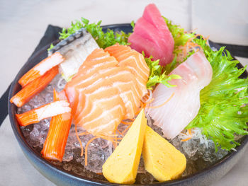 Close-up of fish served in plate