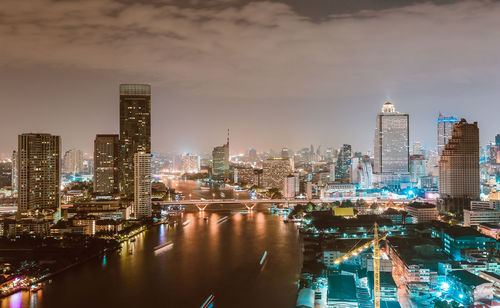 Illuminated city at night