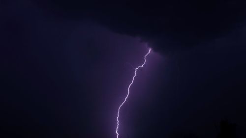 Lightning in sky at night