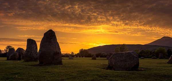 Scenic view of landscape against sky during sunset