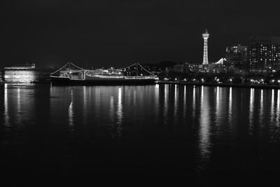 Bridge over river at night