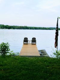 Scenic view of lake against sky