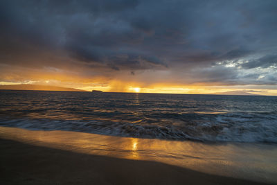 Scenic view of sea against sky during sunset