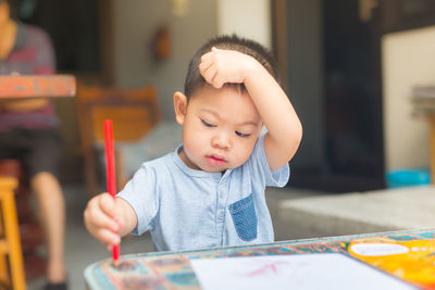 Close-up of boy playing