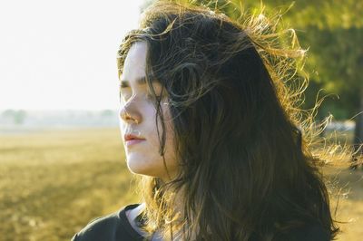 Close-up of woman looking away