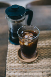 Close-up of coffee on table