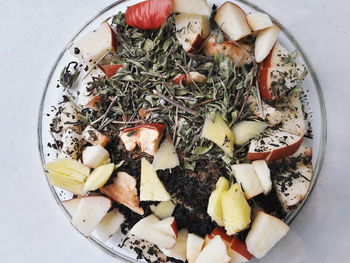 High angle view of vegetables in bowl