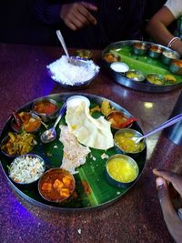 High angle view of food on table