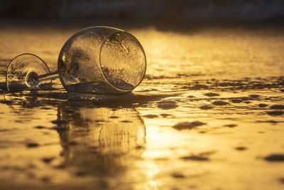 Close-up of reflection in water