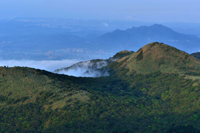 Scenic view of mountains against sky