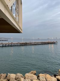 Bridge over sea against sky