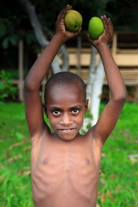 Portrait of shirtless boy